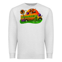 Oatmeal Heather Halloween School Bus Premium Sweatshirt - FaDigitalArtStudio