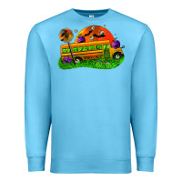 Ocean Blue Halloween School Bus Premium Sweatshirt - FaDigitalArtStudio