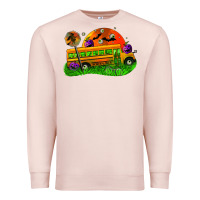 Pale Pink Halloween School Bus Premium Sweatshirt - FaDigitalArtStudio