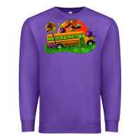 Purple Halloween School Bus Premium Sweatshirt - FaDigitalArtStudio