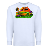 White Halloween School Bus Premium Sweatshirt - FaDigitalArtStudio