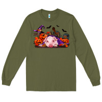 Army Green Halloween Baby Pig Long Sleeve Tee - RanaPortraitStore