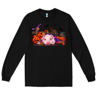 Black Halloween Baby Pig Long Sleeve Tee - RanaPortraitStore