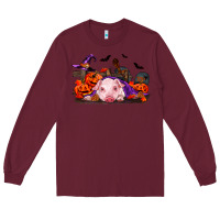 Burgundy Halloween Baby Pig Long Sleeve Tee - RanaPortraitStore