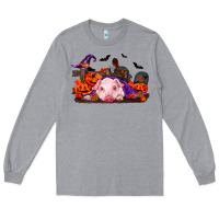Heather Grey Halloween Baby Pig Long Sleeve Tee - RanaPortraitStore