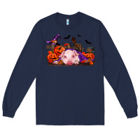 Navy Halloween Baby Pig Long Sleeve Tee - RanaPortraitStore