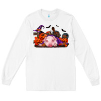 White Halloween Baby Pig Long Sleeve Tee - RanaPortraitStore