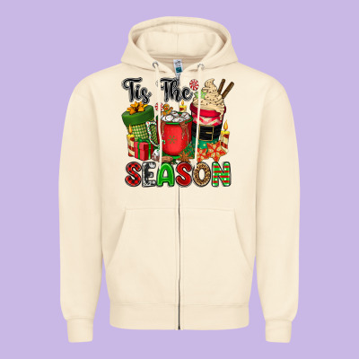 Tis The Season Zipper Hoodie Designed By Cowgirlartshop