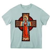 Lady Of Guadalupe Leopard Cross Heavy Core Tee | Teevron