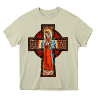 Mossy lady of guadalupe leopard cross Heavy Core Tee - BarkalooDesign