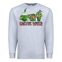 Heather Grey Cactus Lover Cactus Coffee Cups Premium Sweatshirt - FaDigitalArtStudio