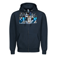 Navy let it snow Zipper Hoodie - CowGirlArtShop