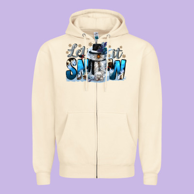 Let It Snow Zipper Hoodie Designed By Cowgirlartshop