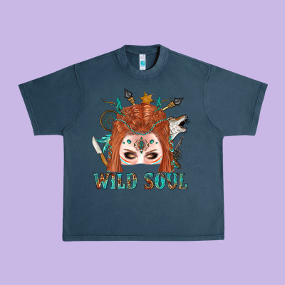 Western İndian Wild Soul With Braid Hair Woman Urban Heavy Tee Designed By Bundleandbundleshop