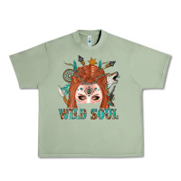 Oil Green Western İndian Wild Soul With Braid Hair Woman Urban Heavy Tee - BundleAndBundleShop