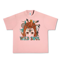 Salmon Western İndian Wild Soul With Braid Hair Woman Urban Heavy Tee - BundleAndBundleShop