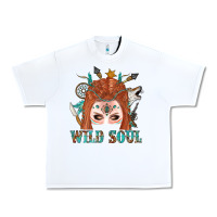 White Western İndian Wild Soul With Braid Hair Woman Urban Heavy Tee - BundleAndBundleShop