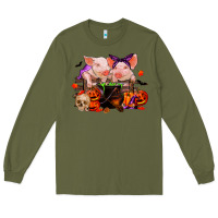 Army Green halloween pigs Long Sleeve Tee - RanaPortraitStore