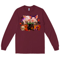 Burgundy halloween pigs Long Sleeve Tee - RanaPortraitStore