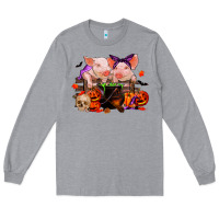 Heather Grey halloween pigs Long Sleeve Tee - RanaPortraitStore