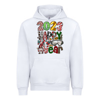White 2023 Happy New Year Urban Hoodie - CowhideDigitalArt