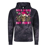 Cloud Black Dead inside but merry pink Christmas skeleton Vintage Hoodie - NancyCooperArtShop