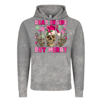 Cloud Rock Dead inside but merry pink Christmas skeleton Vintage Hoodie - NancyCooperArtShop