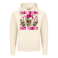 Vintage Artic Dead inside but merry pink Christmas skeleton Vintage Hoodie - NancyCooperArtShop