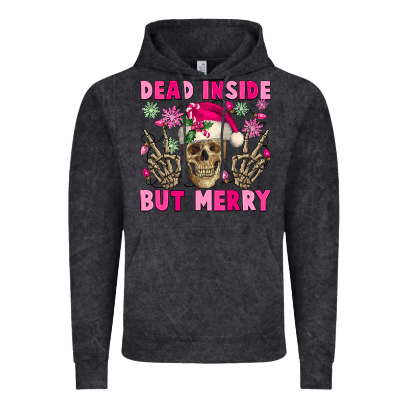 Dead Inside But Merry Pink Christmas Skeleton Vintage Hoodie by NancyCooperArtShop | Teevron