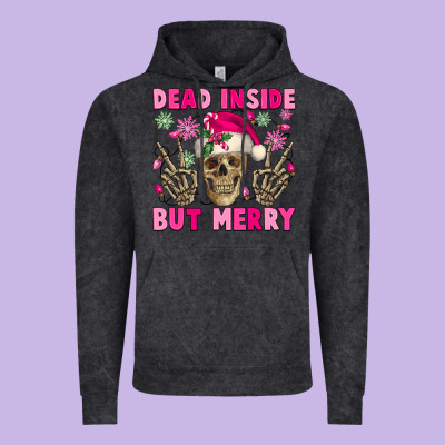 Dead Inside But Merry Pink Christmas Skeleton Vintage Hoodie Designed By Nancycooperartshop