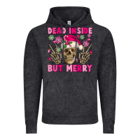 Vintage Black Dead inside but merry pink Christmas skeleton Vintage Hoodie - NancyCooperArtShop