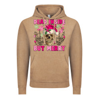 Vintage Coffee Dead inside but merry pink Christmas skeleton Vintage Hoodie - NancyCooperArtShop