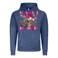 Vintage Denim Dead inside but merry pink Christmas skeleton Vintage Hoodie - NancyCooperArtShop