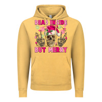 Vintage Mustard Dead inside but merry pink Christmas skeleton Vintage Hoodie - NancyCooperArtShop