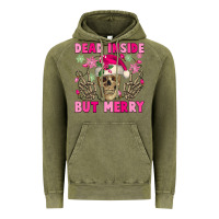 Vintage Olive Dead inside but merry pink Christmas skeleton Vintage Hoodie - NancyCooperArtShop