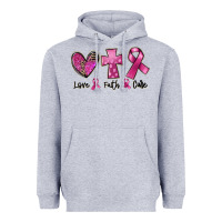 Heather Grey Love Faith cure Breast Cancer Heavyweight Hoodie - FaDigitalArtStudio