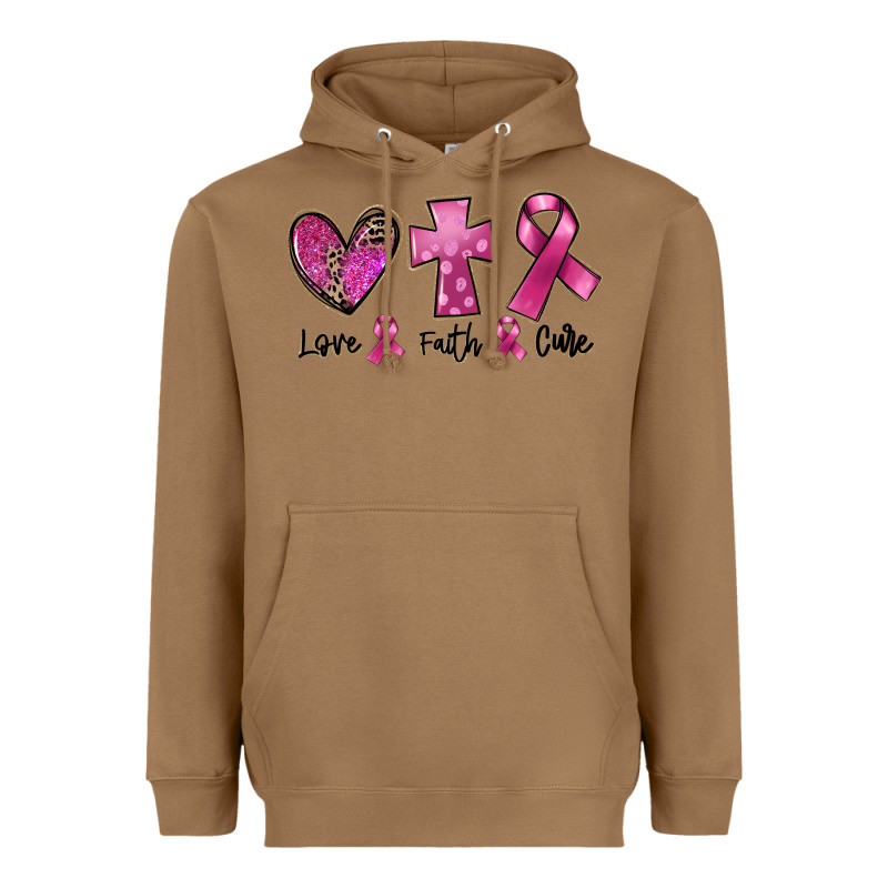 Love Faith Cure Breast Cancer Heavyweight Hoodie by FaDigitalArtStudio | Teevron