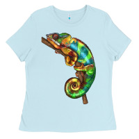 Baby Blue Chameleon Lizard Illustrations Ladies Tee - LillyAllenDesigns