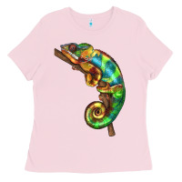 Bubblegum Pink Chameleon Lizard Illustrations Ladies Tee - LillyAllenDesigns
