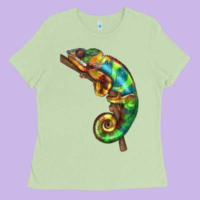 Chameleon Lizard Illustrations Ladies Tee Designed By Lillyallendesigns