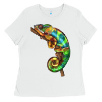 White Chameleon Lizard Illustrations Ladies Tee - LillyAllenDesigns