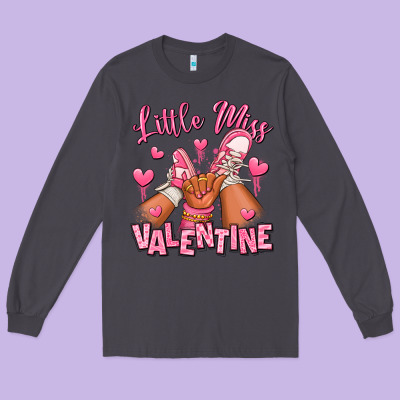 Little Miss Valentine Afro Kid Sneakers Long Sleeve Tee Designed By Ranaportraitstore