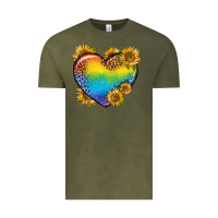 Vintage Olive Pride Heart And Sunflower Vintage Tee - BundleAndBundleShop