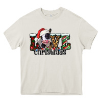 Cream love Christmas cow Heavy Core Tee - Jasminsmagicworld