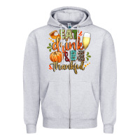 Heather Grey eat drink and be thankful Zipper Hoodie - CowGirlArtShop
