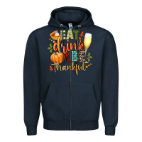Navy eat drink and be thankful Zipper Hoodie - CowGirlArtShop