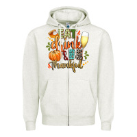 Oatmeal Heather eat drink and be thankful Zipper Hoodie - CowGirlArtShop
