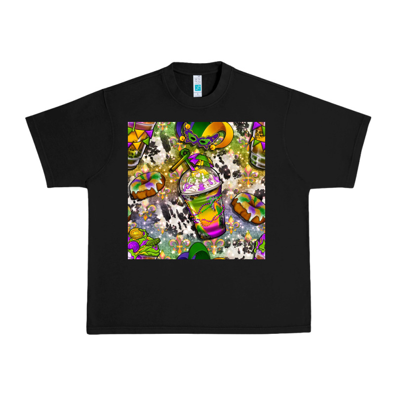 Mardi Gras Coffee Cups And Donut With Cowhide Urban Heavy Tee by BundleAndBundleShop | Teevron