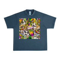 Midnight Navy Mardi Gras coffee cups and donut with cowhide Urban Heavy Tee - BundleAndBundleShop