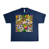 Navy Mardi Gras coffee cups and donut with cowhide Urban Heavy Tee - BundleAndBundleShop